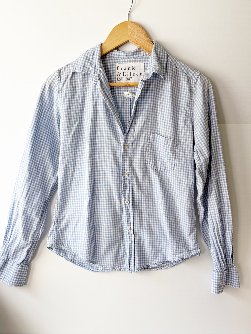 Frank & Eileen Barry Light Blue Gingham Button-Down Shirt Size XS